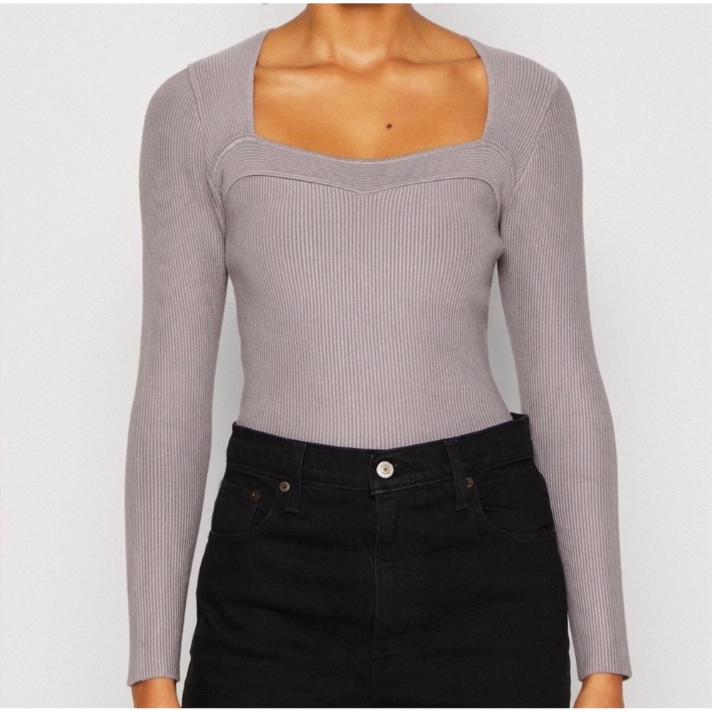 Abercrombie & Fitch Long Sleeve Ottoman Sweetheart Top Ribbed XL‎ Mauve NWT